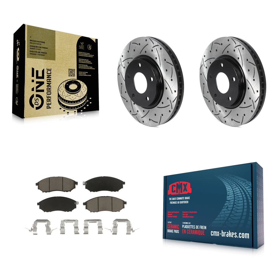 Front Coated Drilled Slotted Disc Brake Rotors And Ceramic Pads Kit For INFINITI Q45 M45 KDC-100174
