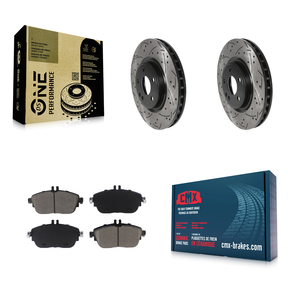 Front Coated Drilled Slotted Disc Brake Rotors And Ceramic Pads Kit For Mercedes-Benz GLA250 CLA250 INFINITI QX30 KDC-100175