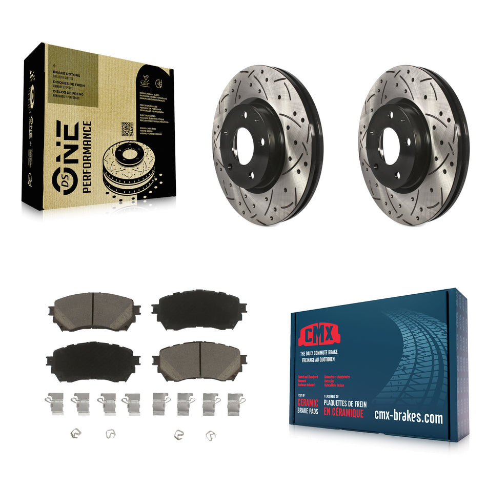 Front Coated Drilled Slotted Disc Brake Rotors And Ceramic Pads Kit For Mazda 6 KDC-100177