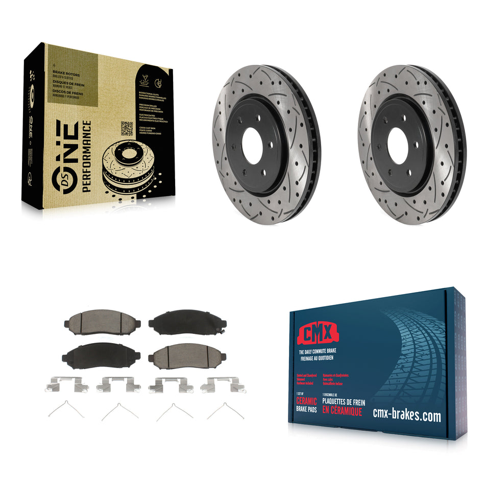 Front Coated Drilled Slotted Disc Brake Rotors And Ceramic Pads Kit For Nissan Frontier Pathfinder Xterra Suzuki Equator KDC-100181