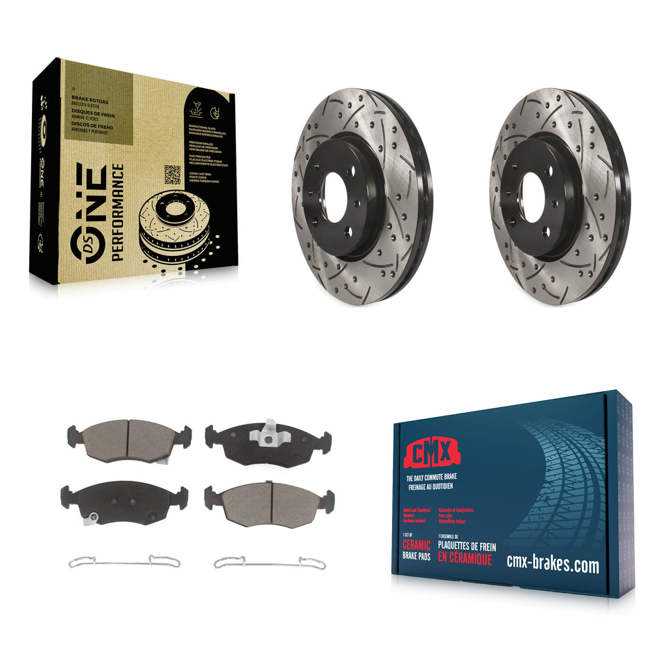 Front Coated Drilled Slotted Disc Brake Rotors And Ceramic Pads Kit For Fiat 500 KDC-100182