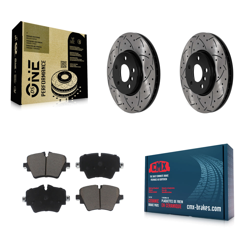 Front Coat Drill Slot Disc Brake Rotor Ceramic Pad Kit For Mini Cooper Countryman Clubman KDC-100185