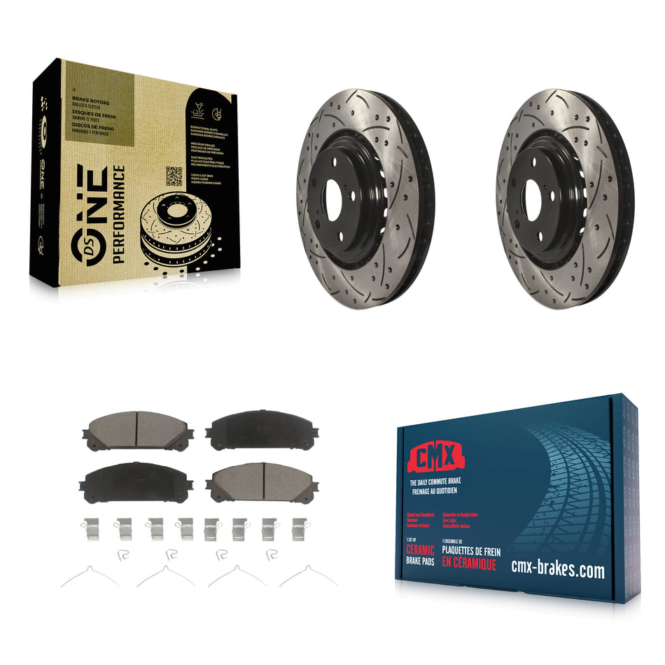 Front Coated Drilled Slotted Disc Brake Rotors And Ceramic Pads Kit For Toyota Highlander Sienna Lexus RX350 NX200t NX300 RX450h NX300h KDC-100189