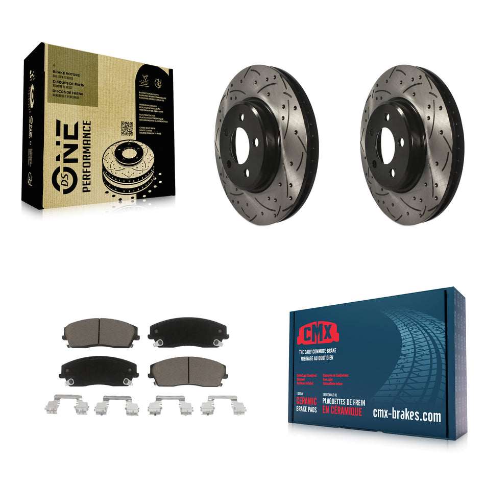 Front Coated Drilled Slotted Disc Brake Rotors And Ceramic Pads Kit For Dodge Charger Chrysler 300 Challenger Magnum KDC-100192