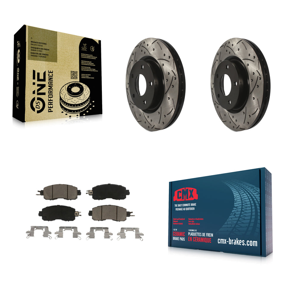 Front Coated Drilled Slotted Disc Brake Rotors And Ceramic Pads Kit For Nissan Altima KDC-100195