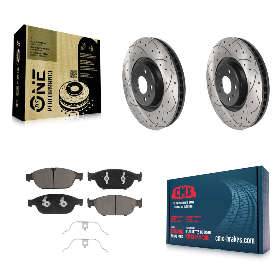 Front Coated Drilled Slotted Disc Brake Rotors And Ceramic Pads Kit For Audi A6 Quattro A7 KDC-100207