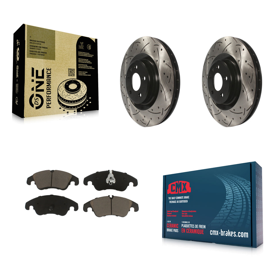 Front Coated Drilled Slotted Disc Brake Rotors And Ceramic Pads Kit For Audi Q5 A6 Quattro S5 S4 A7 A5 A4 KDC-100208