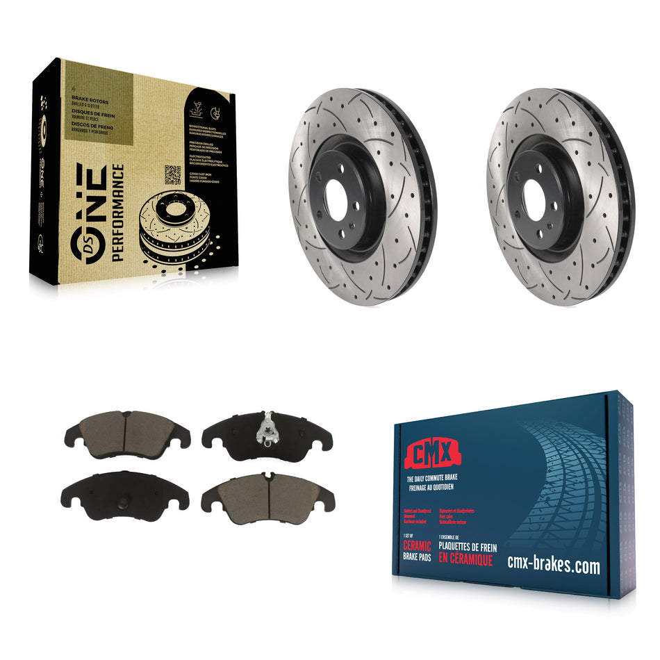 Front Coated Drilled Slotted Disc Brake Rotors And Ceramic Pads Kit For Audi A6 KDC-100210