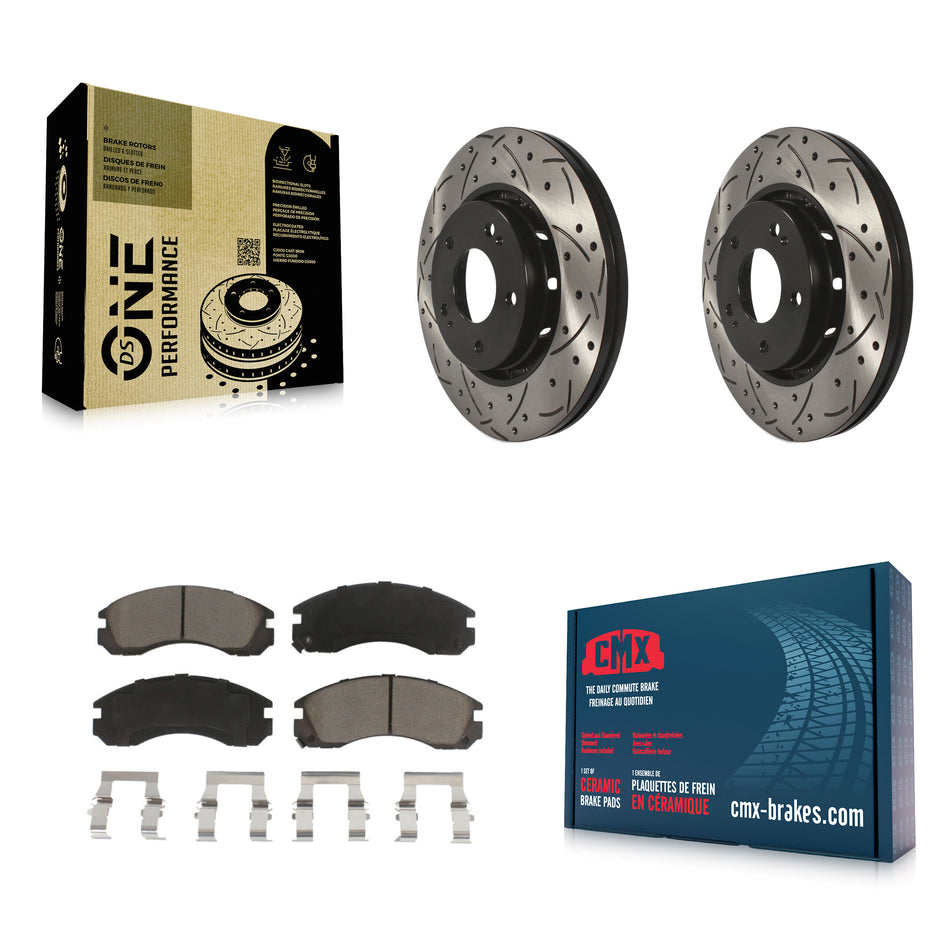 Front Coated Drilled Slotted Disc Brake Rotors And Ceramic Pads Kit For Mitsubishi Lancer KDC-100217