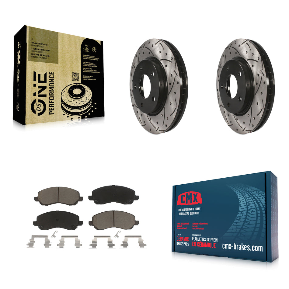 Front Coated Drilled Slotted Disc Brake Rotors And Ceramic Pads Kit For Dodge Caliber Mitsubishi Lancer KDC-100218