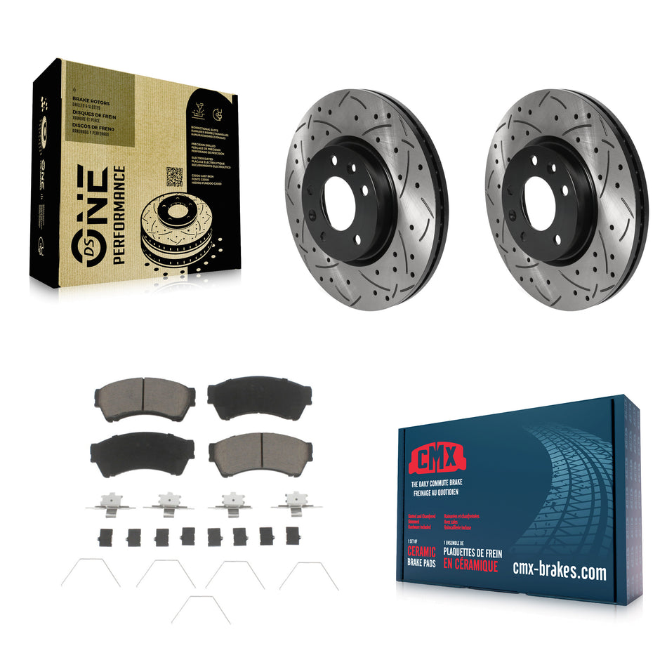 Front Coated Drilled Slotted Disc Brake Rotors And Ceramic Pads Kit For Ford Fusion Mazda 6 Lincoln MKZ Mercury Milan Zephyr KDC-100219