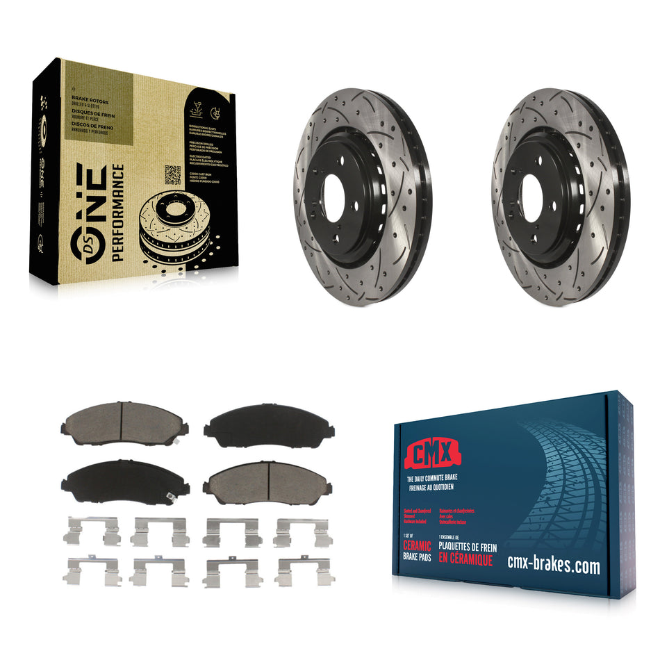 Front Coated Drilled Slotted Disc Brake Rotors And Ceramic Pads Kit For Honda Pilot Acura MDX Ridgeline KDC-100220