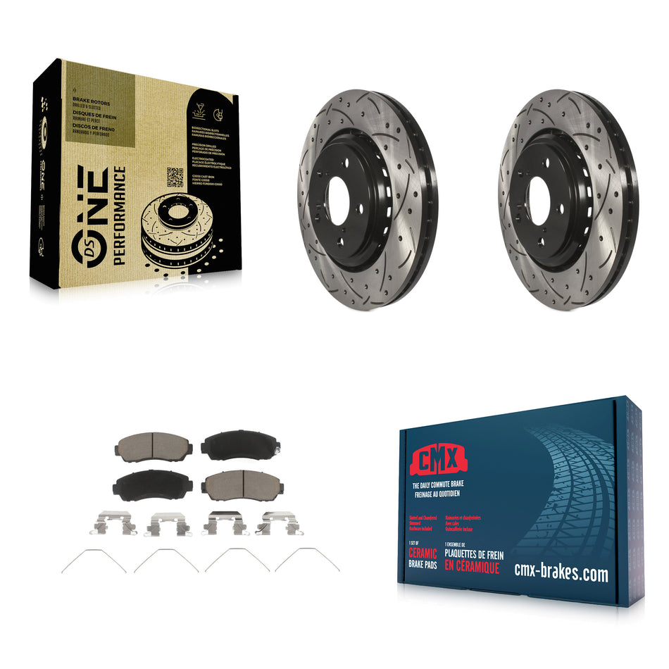Front Coated Drilled Slotted Disc Brake Rotors And Ceramic Pads Kit For Honda Odyssey Passport KDC-100222