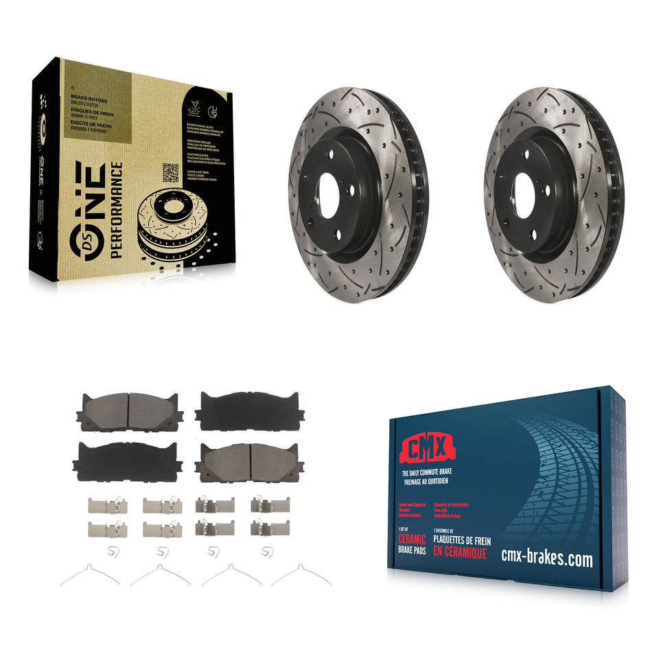 Front Coated Drilled Slotted Disc Brake Rotors And Ceramic Pads Kit For Toyota Camry Lexus ES350 Avalon ES300h KDC-100237