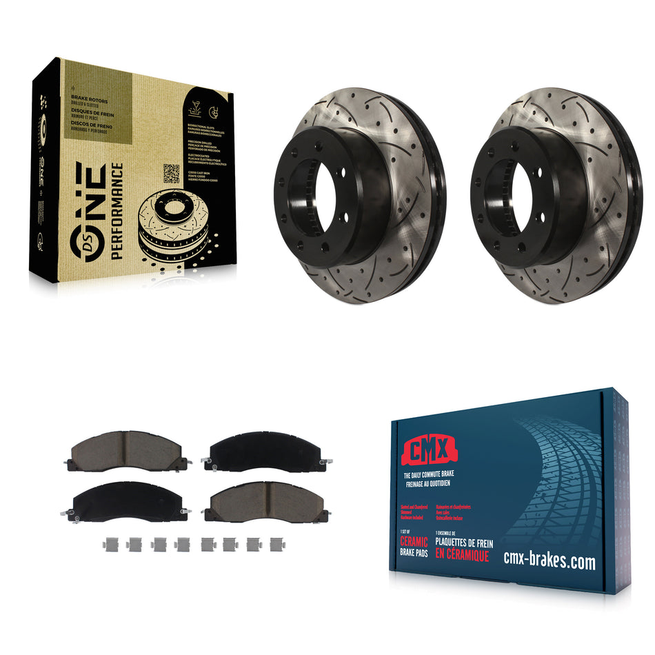 Front Coated Drilled Slotted Disc Brake Rotors And Ceramic Pads Kit For Ram 2500 3500 1500 Dodge KDC-100240
