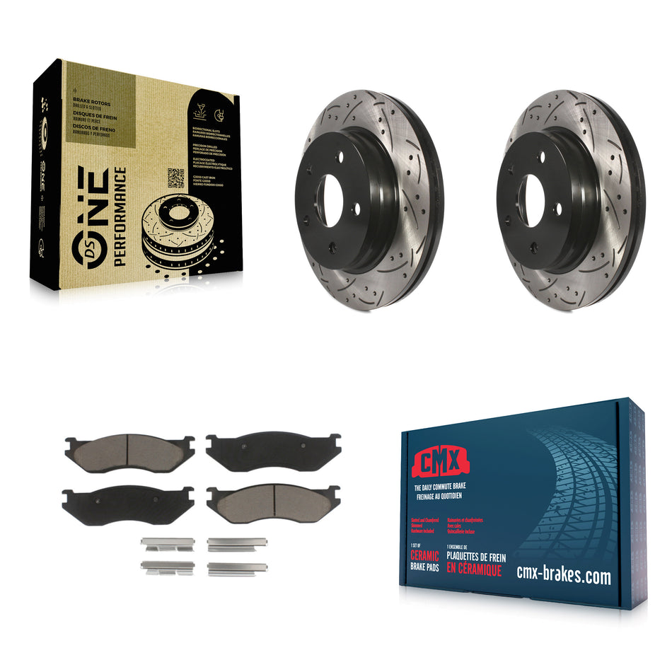 Front Coated Drilled Slotted Disc Brake Rotors And Ceramic Pads Kit For Dodge Ram 1500 Durango KDC-100241