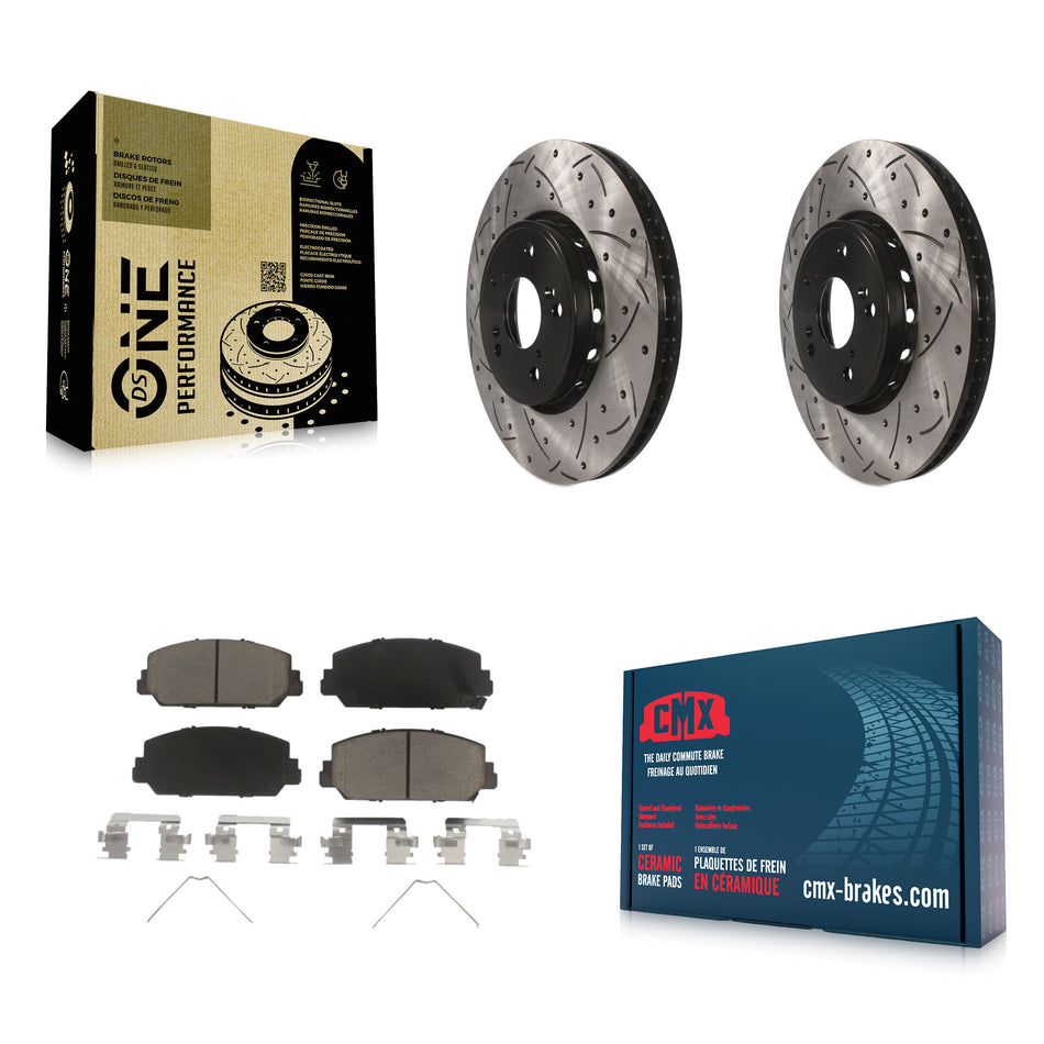 Front Coated Drilled Slotted Disc Brake Rotors And Ceramic Pads Kit For Acura RDX ILX KDC-100251