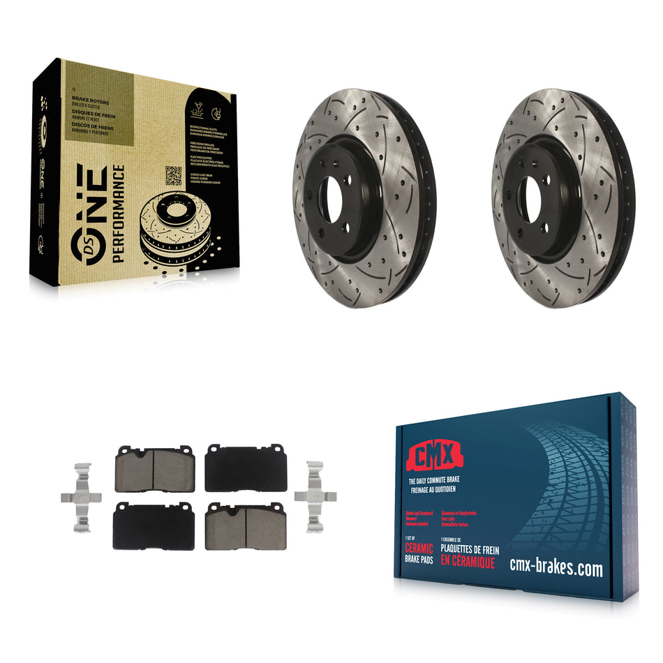 Front Coated Drilled Slotted Disc Brake Rotors And Ceramic Pads Kit For Audi Q5 KDC-100273