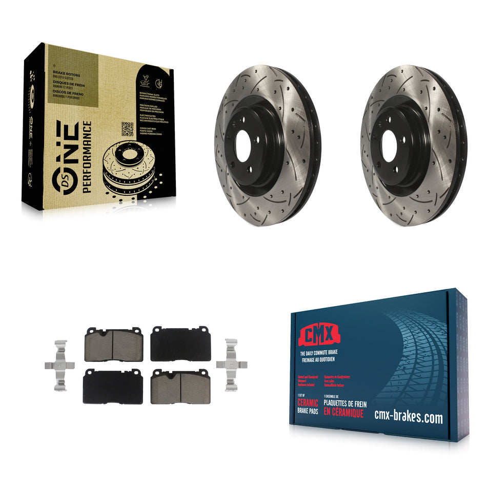 Front Coated Drilled Slotted Disc Brake Rotors And Ceramic Pads Kit For Audi Q5 KDC-100274