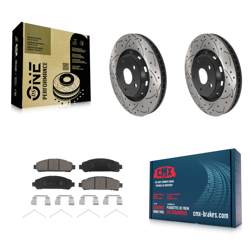 Front Coated Drilled Slotted Disc Brake Rotors And Ceramic Pads Kit For 2009-2016 Toyota Venza KDC-100276