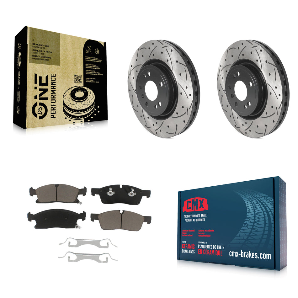Front Coated Drilled Slotted Disc Brake Rotors And Ceramic Pads Kit For Mercedes-Benz ML350 GLE350 ML250 GLE300d KDC-100281