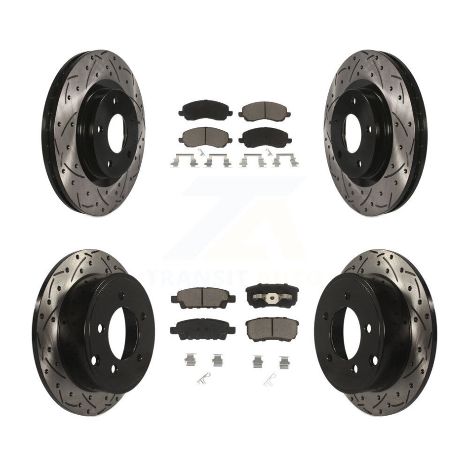 Front Rear Coated Drilled Slotted Disc Brake Rotors And Ceramic Pads Kit For Jeep Patriot Dodge Compass Caliber Chrysler Avenger Sebring 200 KDC-100306