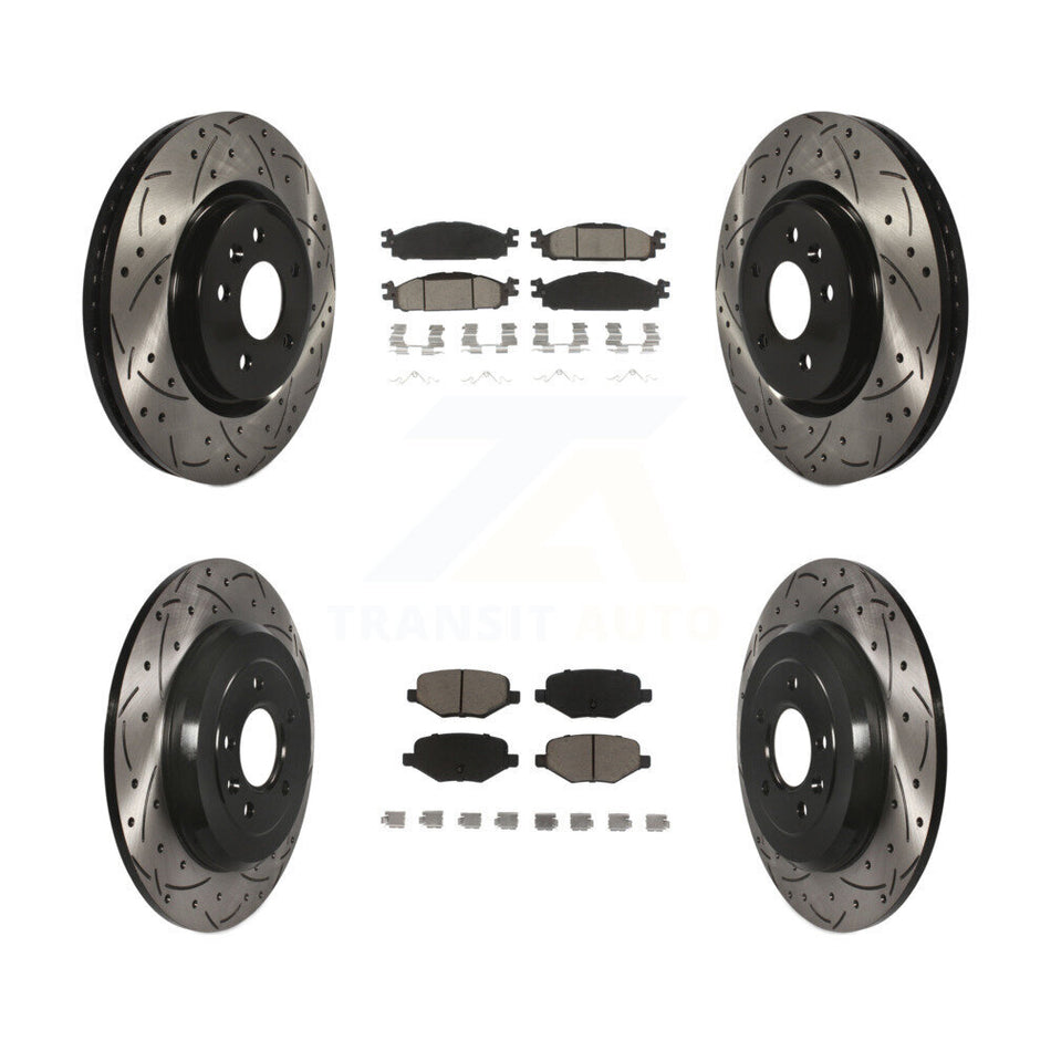 Front Rear Coated Drilled Slotted Disc Brake Rotors And Ceramic Pads Kit For Ford Explorer Taurus Flex Lincoln MKT MKS KDC-100328