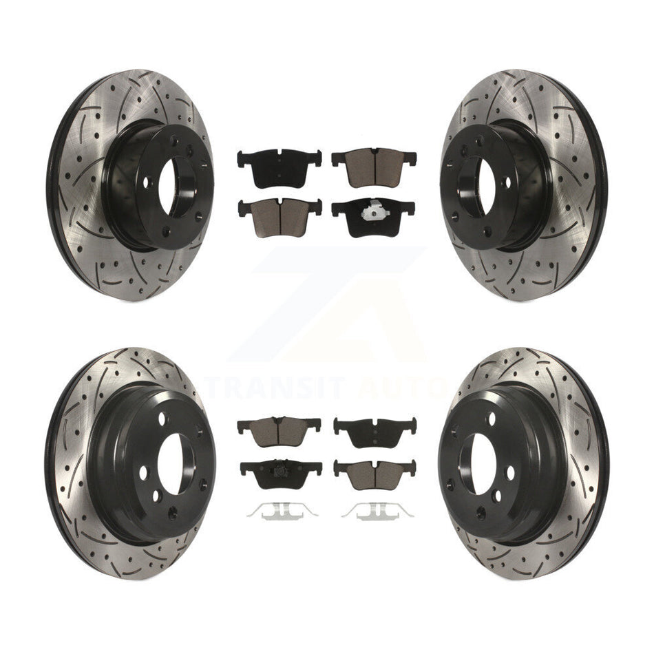 Front Rear Coated Drilled Slotted Disc Brake Rotors And Ceramic Pads Kit For BMW 328i xDrive 320i 330i 428i 430i Gran Coupe 328d GT KDC-100333