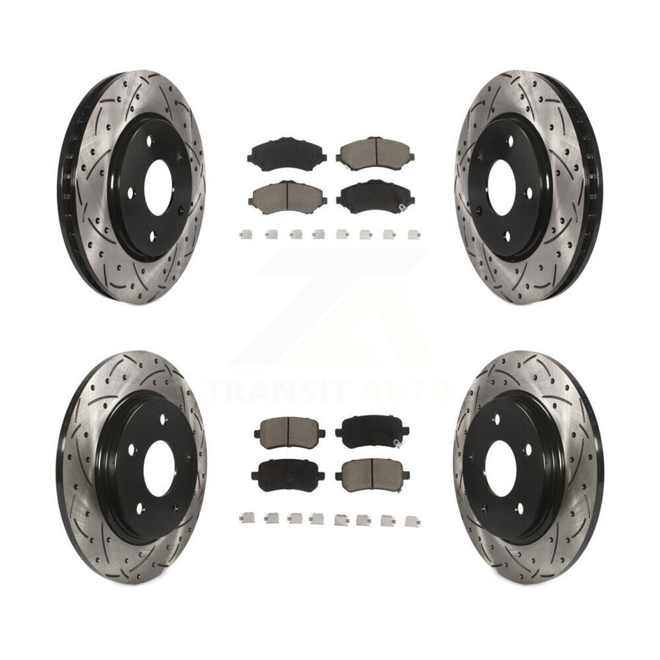 Front Rear Coated Drilled Slotted Disc Brake Rotors And Ceramic Pads Kit For Dodge Grand Caravan Chrysler Town & Country Journey Volkswagen Routan Ram C/V KDC-100337