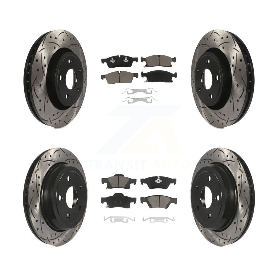 Front Rear Coated Drilled Slotted Disc Brake Rotors And Ceramic Pads Kit For Dodge Durango Jeep Grand Cherokee WK KDC-100344