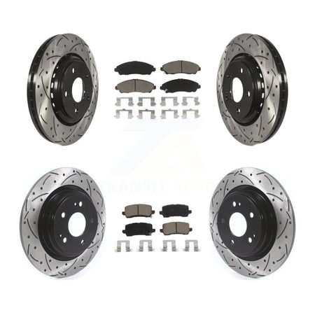 Front Rear Coated Drilled Slotted Disc Brake Rotors And Ceramic Pads Kit For Acura MDX KDC-100346