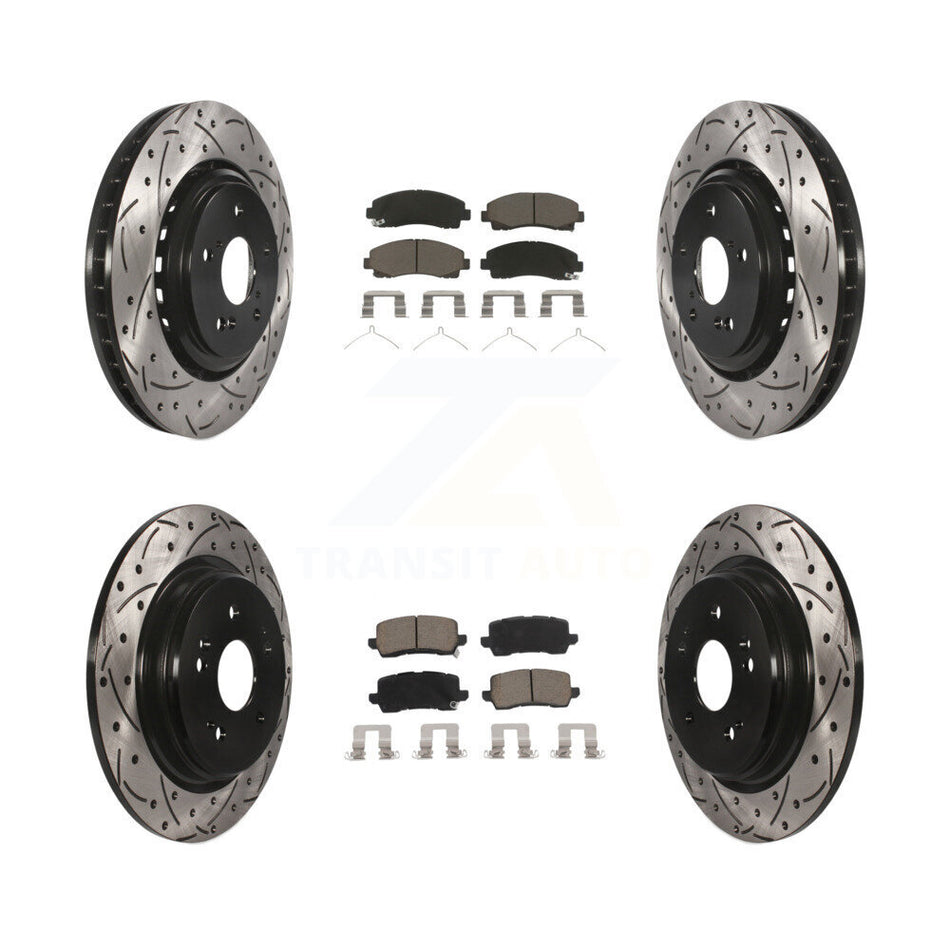 Front Rear Coated Drilled Slot Disc Brake Rotor & Ceramic Pad Kit For 2015-2020 Acura TLX KDC-100347