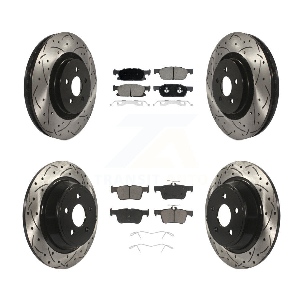 Front Rear Drill Slot Brake Rotor Ceramic Pad Kit For Ford Fusion Lincoln MKZ Continental KDC-100354
