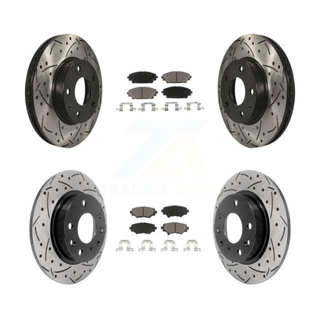 Front Rear Coated Drilled Slotted Disc Brake Rotors And Ceramic Pad Kit For Mazda 3 Sport KDC-100363
