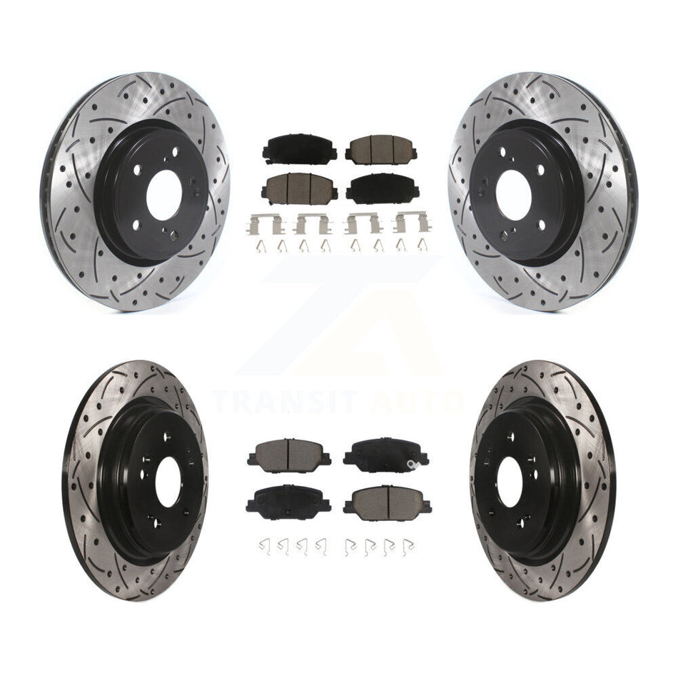 Front Rear Coated Drilled Slotted Disc Brake Rotors And Ceramic Pads Kit For Honda CR-V KDC-100368