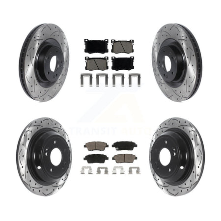 Front Rear Drilled Slot Brake Rotor Ceramic Pad Kit For Hyundai Genesis G80 Kia K900 3.8L KDC-100371