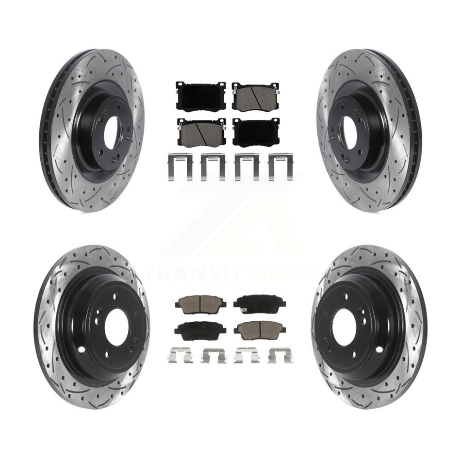 Front Rear Drilled Slot Brake Rotor Ceramic Pad Kit For Hyundai Genesis G80 Kia K900 3.8L KDC-100371