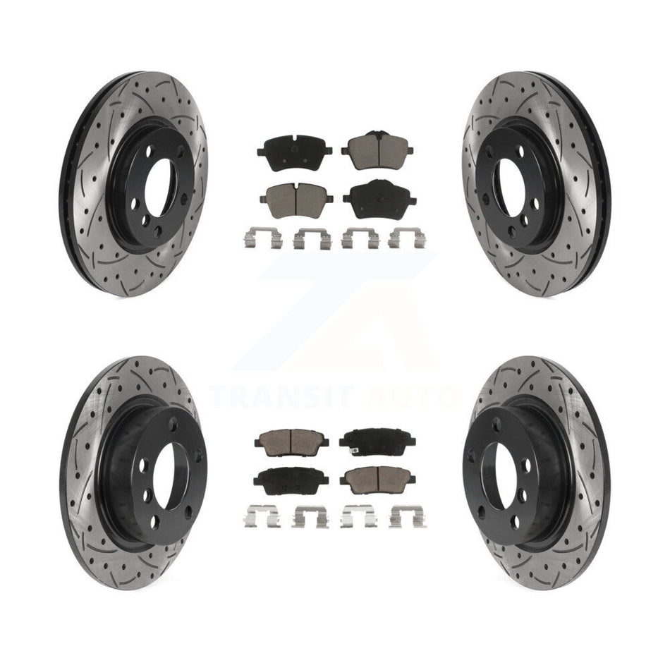 Front Rear Coated Drilled Slotted Disc Brake Rotors And Ceramic Pads Kit For Mini Cooper Countryman Paceman KDC-100373