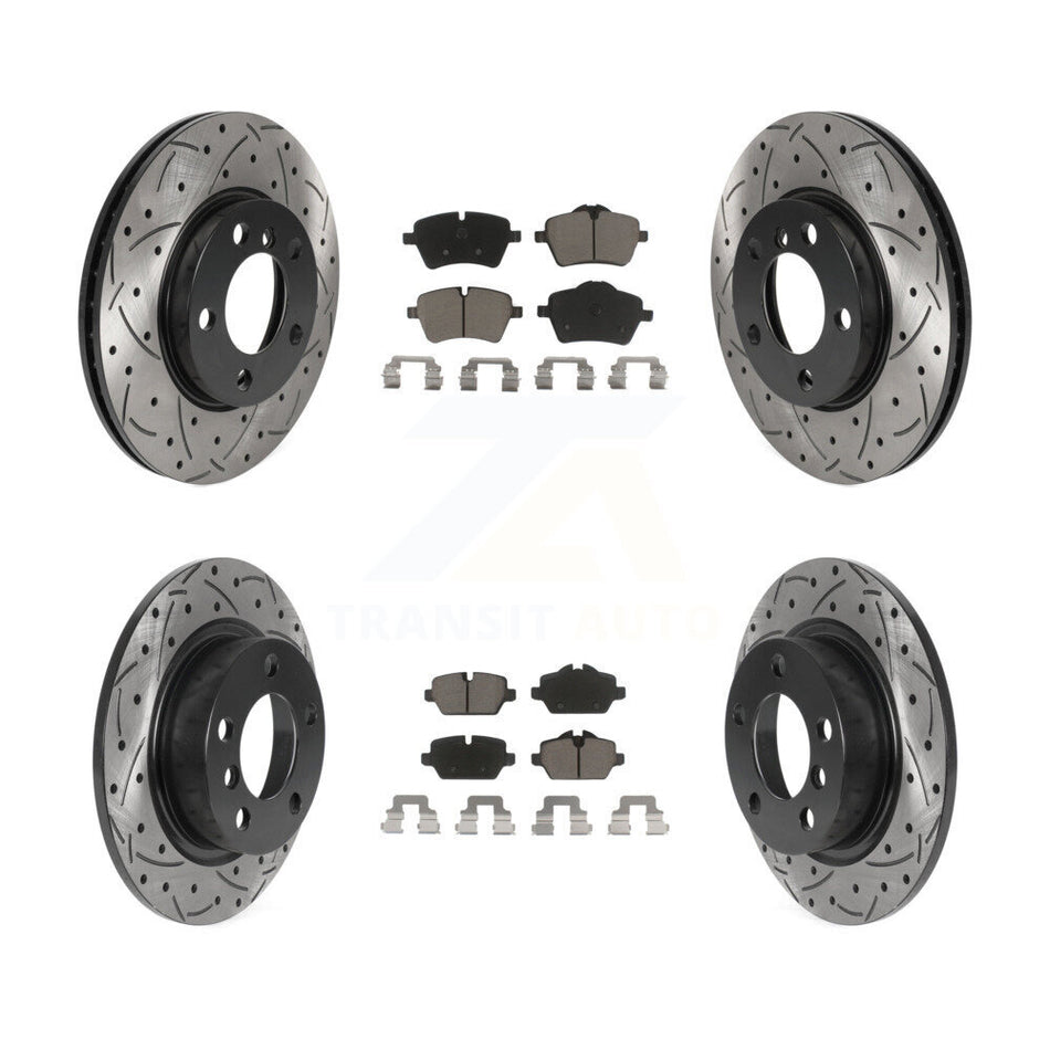 Front Rear Coated Drilled Slotted Disc Brake Rotors And Ceramic Pads Kit For Mini Cooper Countryman Paceman KDC-100374