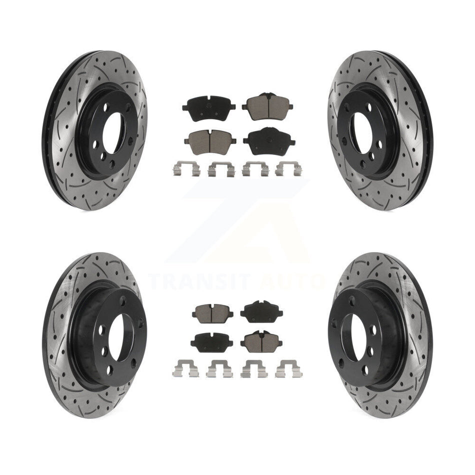 Front Rear Coated Drilled Slotted Disc Brake Rotors And Ceramic Pads Kit For Mini Cooper Countryman Paceman KDC-100375