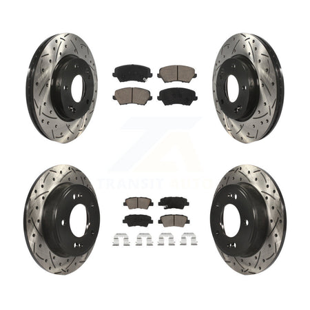 Front Rear Drilled Slot Brake Rotor Ceramic Pad Kit For Hyundai Elantra GT Kia Forte Koup KDC-100391