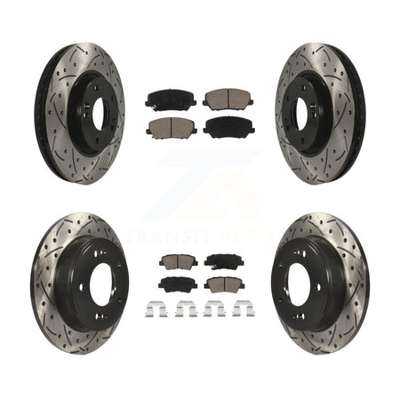 Front Rear Drilled Slot Brake Rotors Ceramic Pad Kit For 2017 Kia Forte Koup Turbocharged KDC-100392