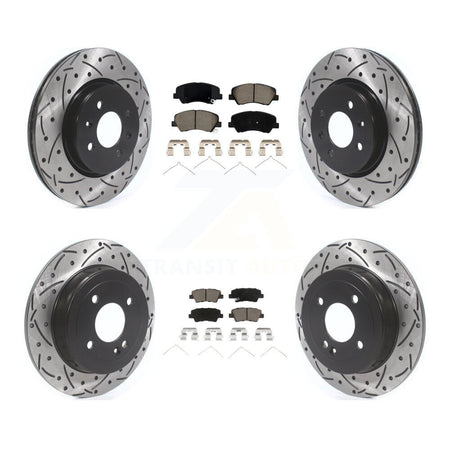 Front Rear Coated Drill Slot Disc Brake Rotors Ceramic Pad Kit For Kia Rio Hyundai Accent KDC-100396