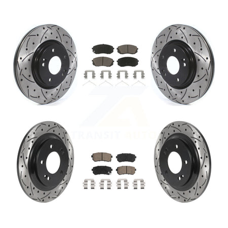 Front Rear Drill Slot Disc Brake Rotors Ceramic Pad Kit For 2016 Kia Optima LX/EX/LX 1.6T KDC-100399