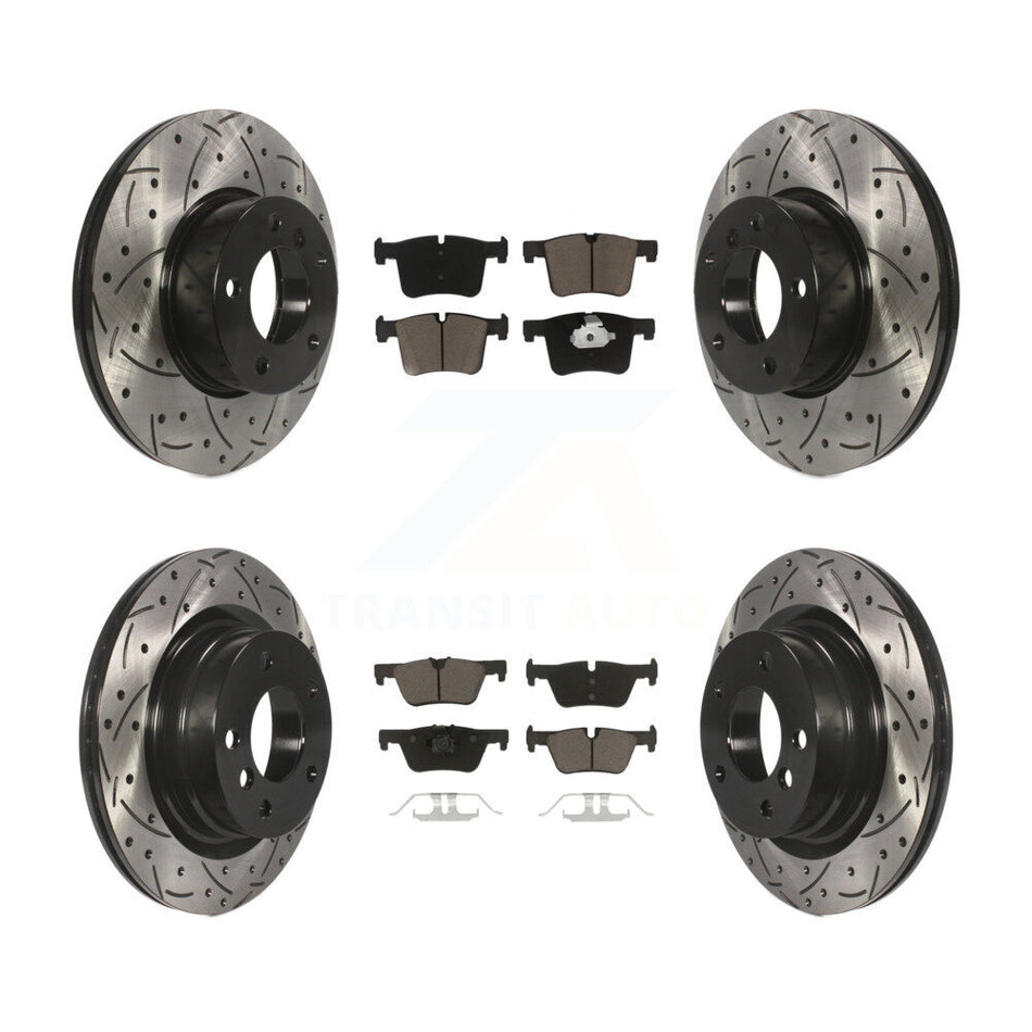 Front Rear Coated Drilled Slotted Disc Brake Rotors And Ceramic Pads Kit For BMW 328i 320i 428i 228i 230i 328d xDrive KDC-100402