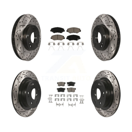 Front Rear Coated Drilled Slotted Disc Brake Rotors And Ceramic Pads Kit For Honda Accord KDC-100429