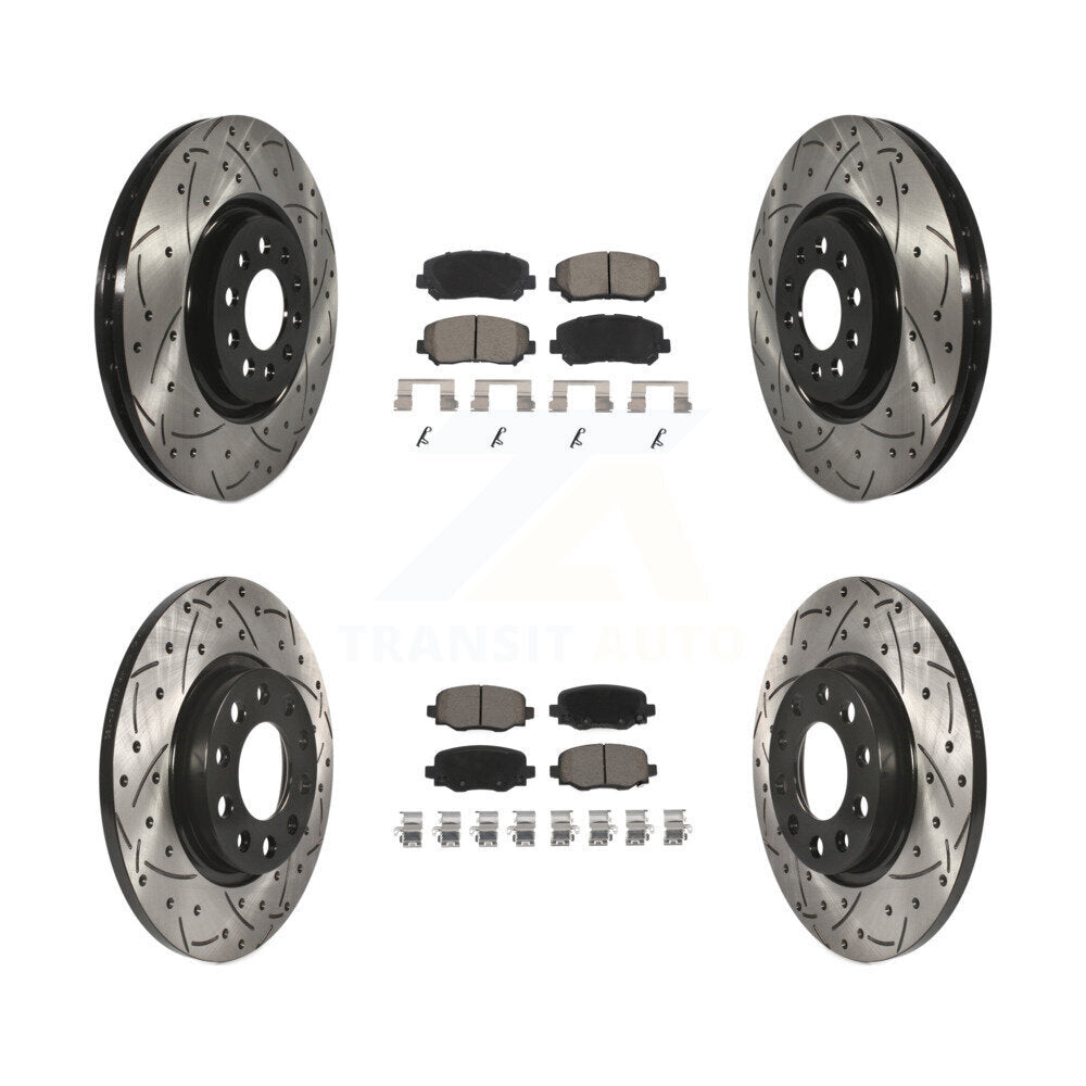 Front Rear Coated Drilled Slotted Disc Brake Rotors And Ceramic Pads Kit For Chrysler 200 KDC-100435