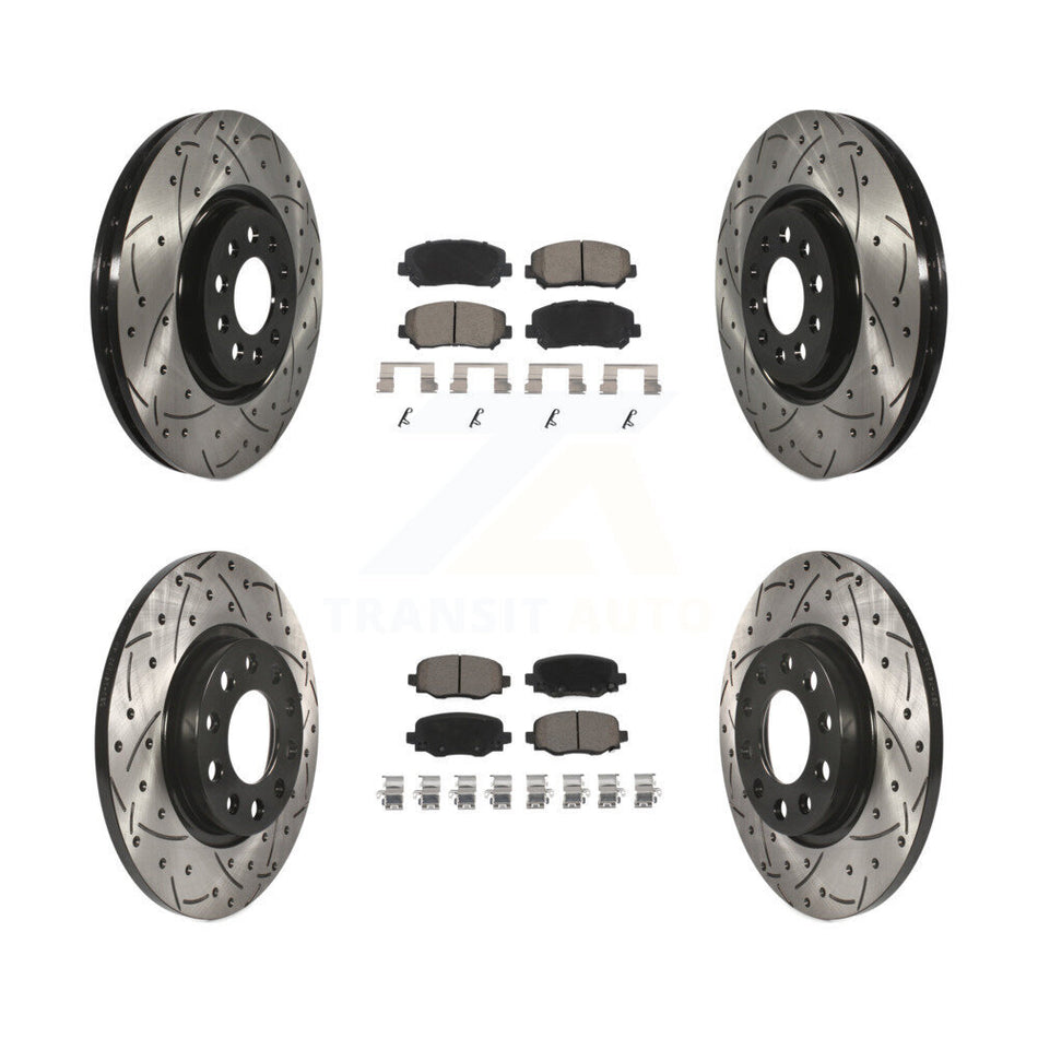 Front Rear Coated Drilled Slotted Disc Brake Rotors And Ceramic Pads Kit For Chrysler 200 KDC-100435
