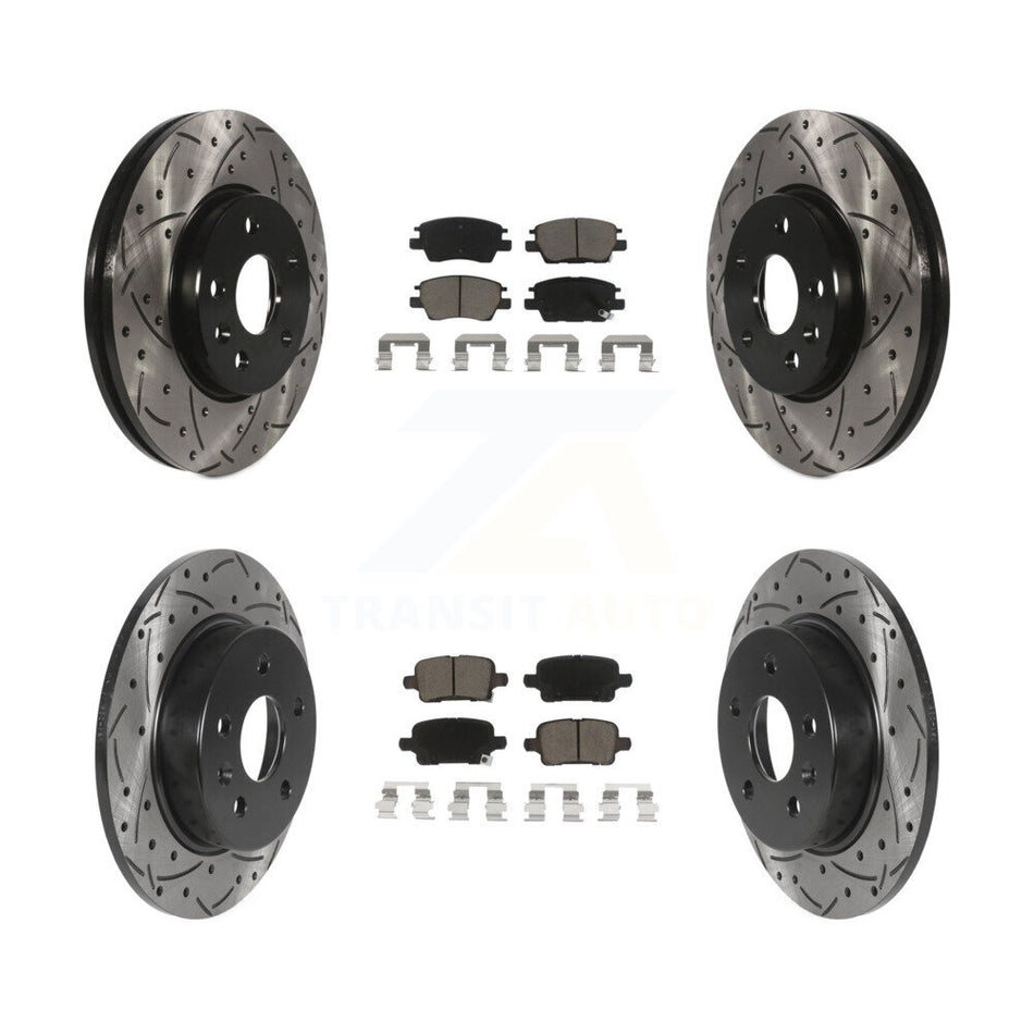 Front Rear Coated Drilled Slotted Disc Brake Rotors And Ceramic Pads Kit For Chevrolet Cruze Volt Bolt EV EUV KDC-100438