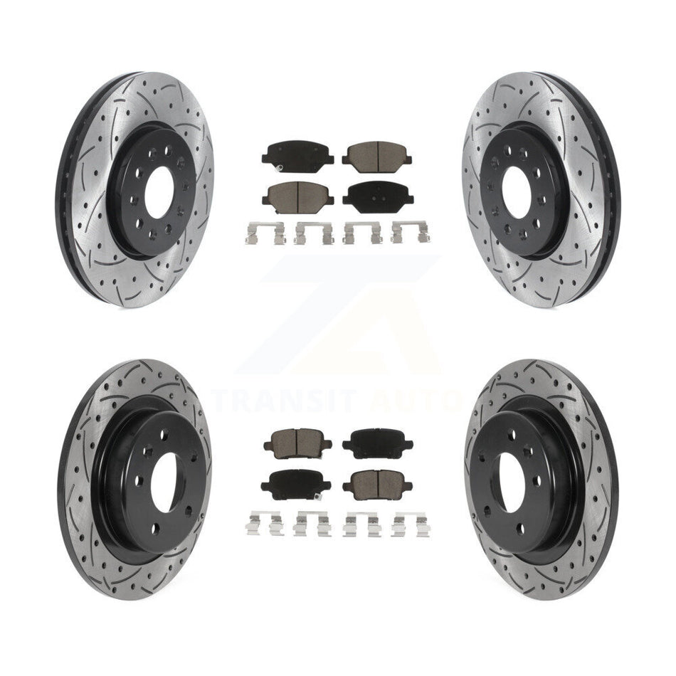 Front Rear Coated Drilled Slotted Disc Brake Rotors And Ceramic Pads Kit For Chevrolet Equinox GMC Terrain Buick LaCrosse KDC-100439